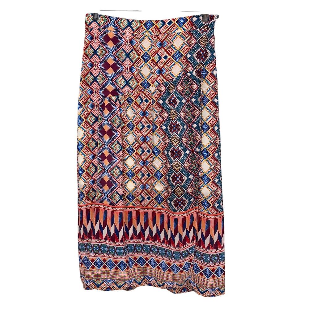 HD in Paris Olympia Y2K Boho Geometric Tribal Artsy Silk Sheer Midi Skirt 10